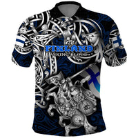 Personalized Finland Viking Blood Polo Shirt Nordic Runes and Shield of Ancestry in Tribal Knotwork