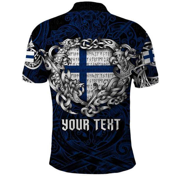 Personalized Finland Viking Blood Polo Shirt Nordic Runes and Shield of ...