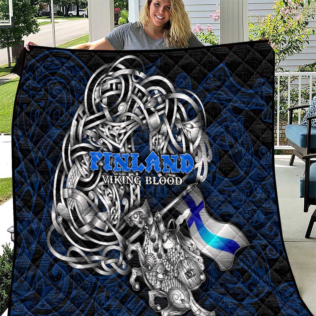 Finland Viking Blood Quilt Nordic Runes and Shield of Ancestry in Tribal Knotwork