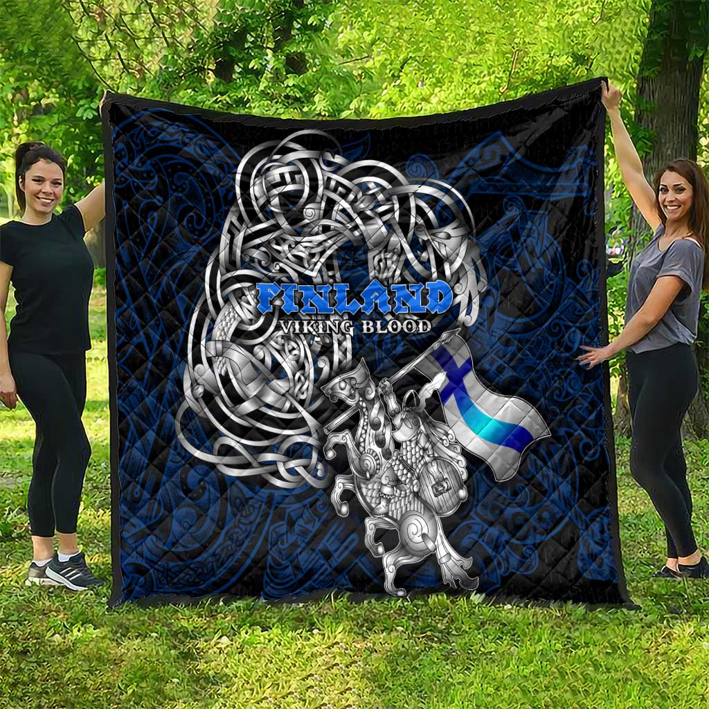 Finland Viking Blood Quilt Nordic Runes and Shield of Ancestry in Tribal Knotwork
