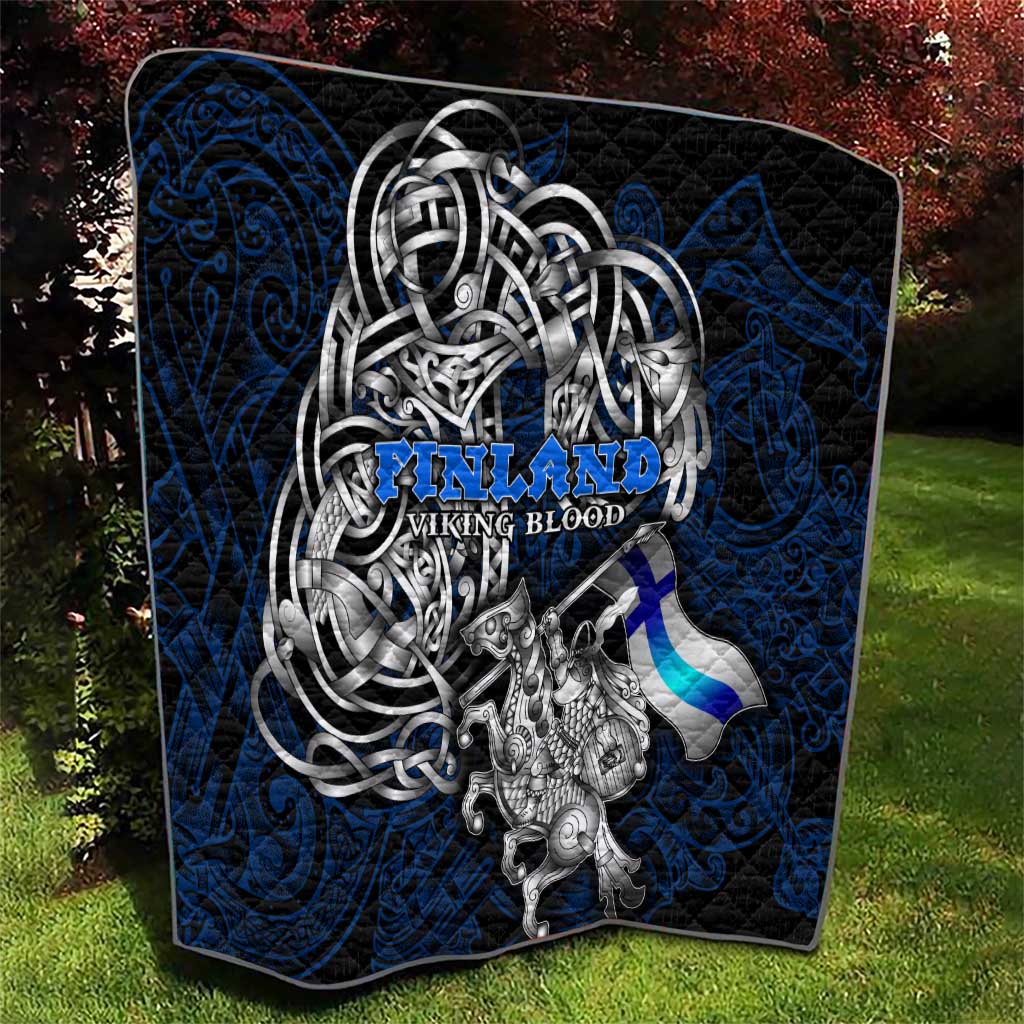 Finland Viking Blood Quilt Nordic Runes and Shield of Ancestry in Tribal Knotwork