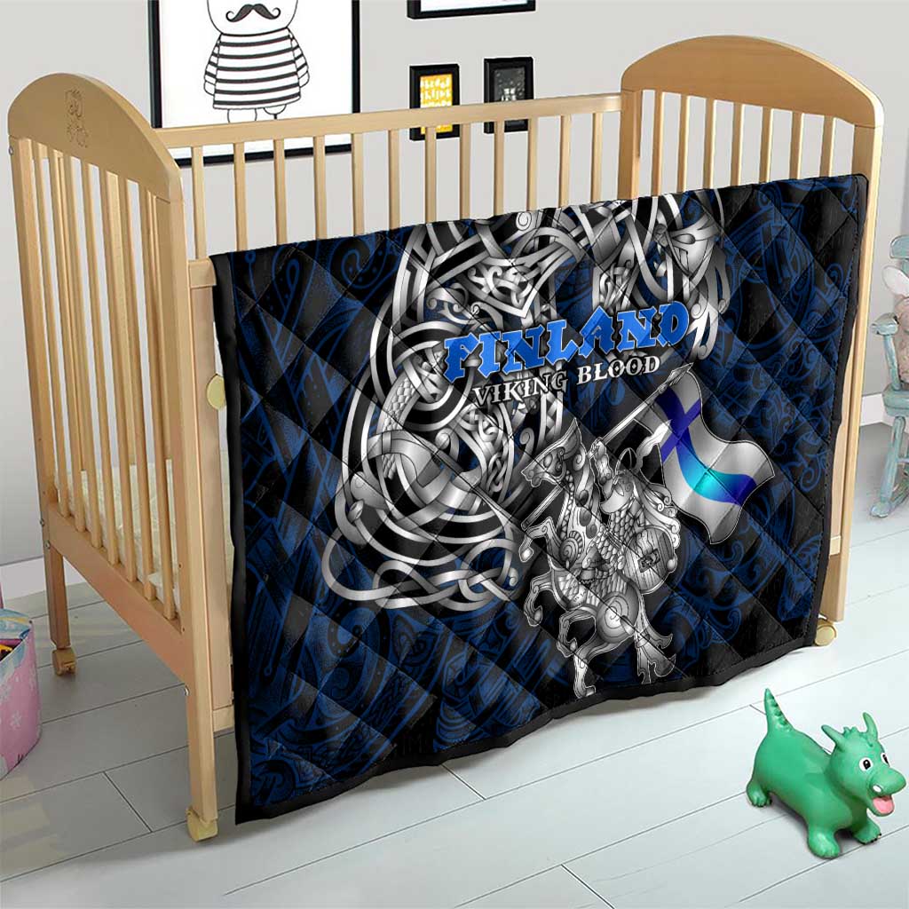 Finland Viking Blood Quilt Nordic Runes and Shield of Ancestry in Tribal Knotwork