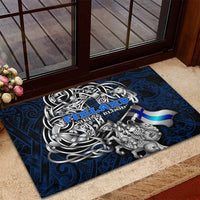 Finland Viking Blood Rubber Doormat Nordic Runes and Shield of Ancestry in Tribal Knotwork