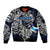 Personalized Finland Viking Blood Sleeve Zip Bomber Jacket Nordic Runes and Shield of Ancestry in Tribal Knotwork