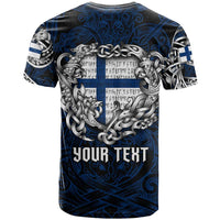 Personalized Finland Viking Blood T Shirt Nordic Runes and Shield of Ancestry in Tribal Knotwork