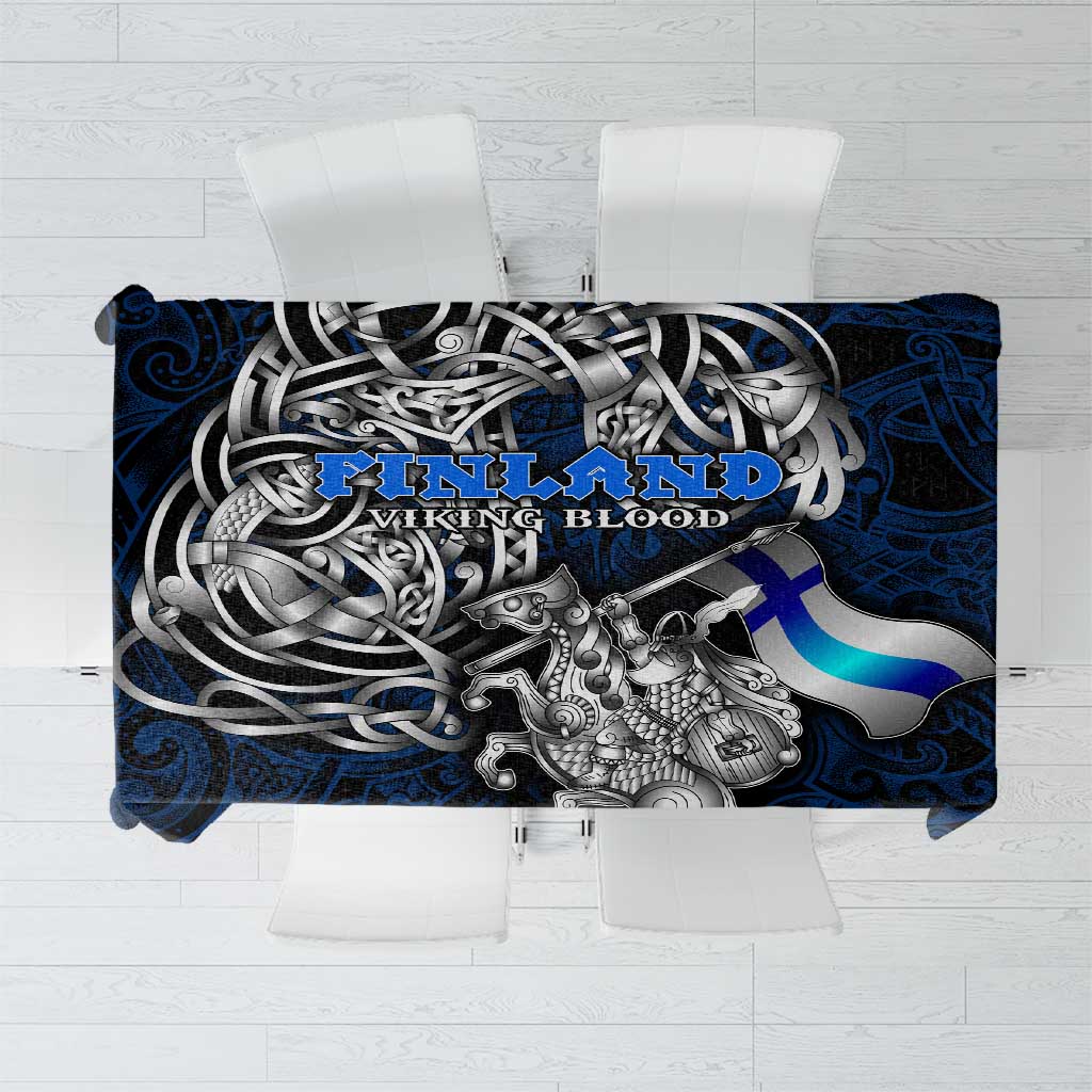 Finland Viking Blood Tablecloth Nordic Runes and Shield of Ancestry in Tribal Knotwork