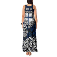 Personalized Finland Viking Blood Tank Maxi Dress Nordic Runes and Shield of Ancestry in Tribal Knotwork