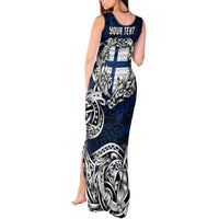 Personalized Finland Viking Blood Tank Maxi Dress Nordic Runes and Shield of Ancestry in Tribal Knotwork