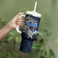 Finland Viking Blood Tumbler With Handle Nordic Runes and Shield of Ancestry in Tribal Knotwork