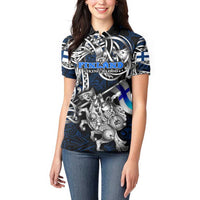 Personalized Finland Viking Blood Women Polo Shirt Nordic Runes and Shield of Ancestry in Tribal Knotwork