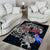 Iceland Viking Blood Area Rug Nordic Runes and Shield of Ancestry in Tribal Knotwork