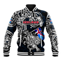 Personalized Iceland Viking Blood Baseball Jacket Nordic Runes and Shield of Ancestry in Tribal Knotwork