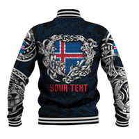 Personalized Iceland Viking Blood Baseball Jacket Nordic Runes and Shield of Ancestry in Tribal Knotwork