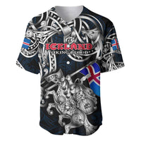 Personalized Iceland Viking Blood Baseball Jersey Nordic Runes and Shield of Ancestry in Tribal Knotwork