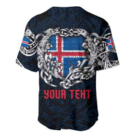 Personalized Iceland Viking Blood Baseball Jersey Nordic Runes and Shield of Ancestry in Tribal Knotwork