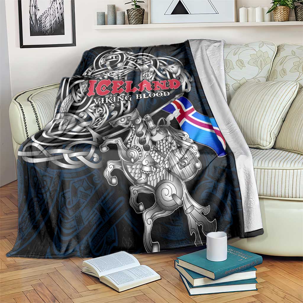 Iceland Viking Blood Blanket Nordic Runes and Shield of Ancestry in Tribal Knotwork