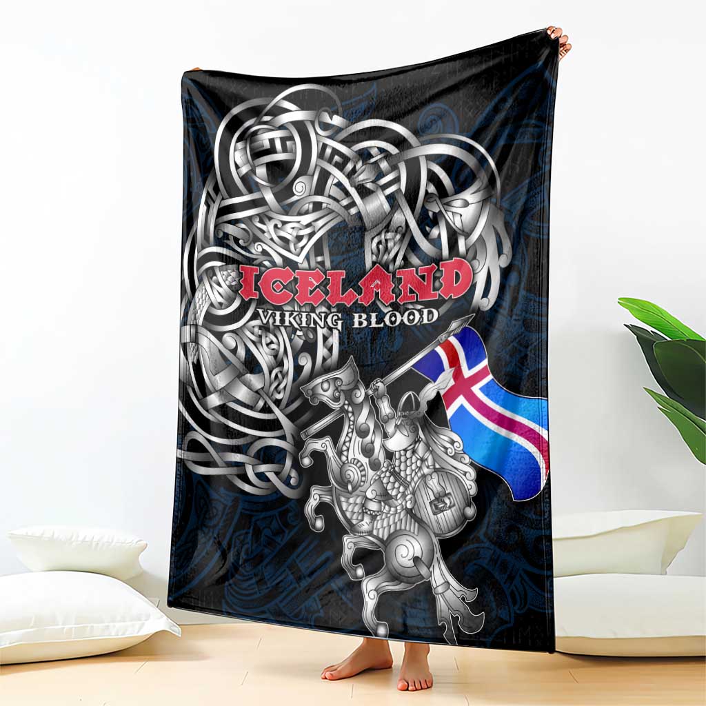 Iceland Viking Blood Blanket Nordic Runes and Shield of Ancestry in Tribal Knotwork
