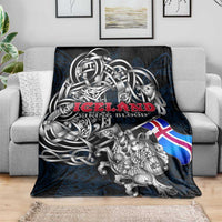 Iceland Viking Blood Blanket Nordic Runes and Shield of Ancestry in Tribal Knotwork