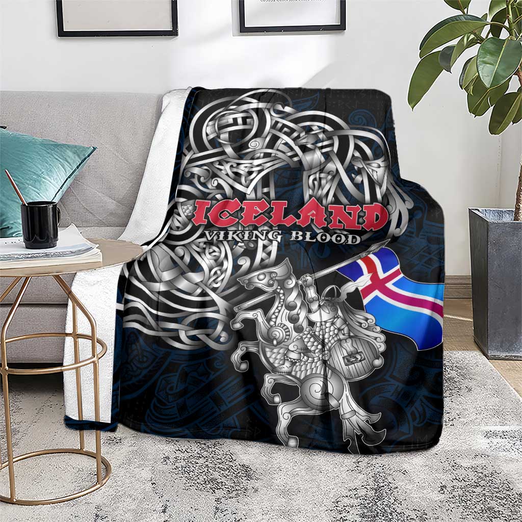 Iceland Viking Blood Blanket Nordic Runes and Shield of Ancestry in Tribal Knotwork