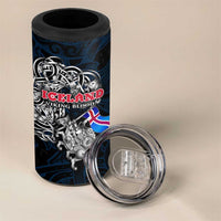Iceland Viking Blood 4 in 1 Can Cooler Tumbler Nordic Runes and Shield of Ancestry in Tribal Knotwork