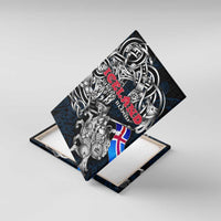 Iceland Viking Blood Canvas Wall Art Nordic Runes and Shield of Ancestry in Tribal Knotwork