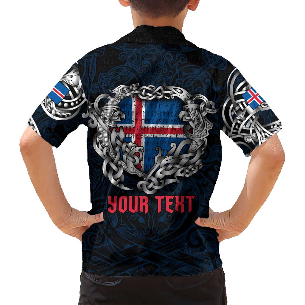 Personalized Iceland Viking Blood Family Matching Off Shoulder Maxi Dress and Hawaiian Shirt Nordic Runes and Shield of Ancestry in Tribal Knotwork
