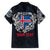 Personalized Iceland Viking Blood Family Matching Off Shoulder Maxi Dress and Hawaiian Shirt Nordic Runes and Shield of Ancestry in Tribal Knotwork