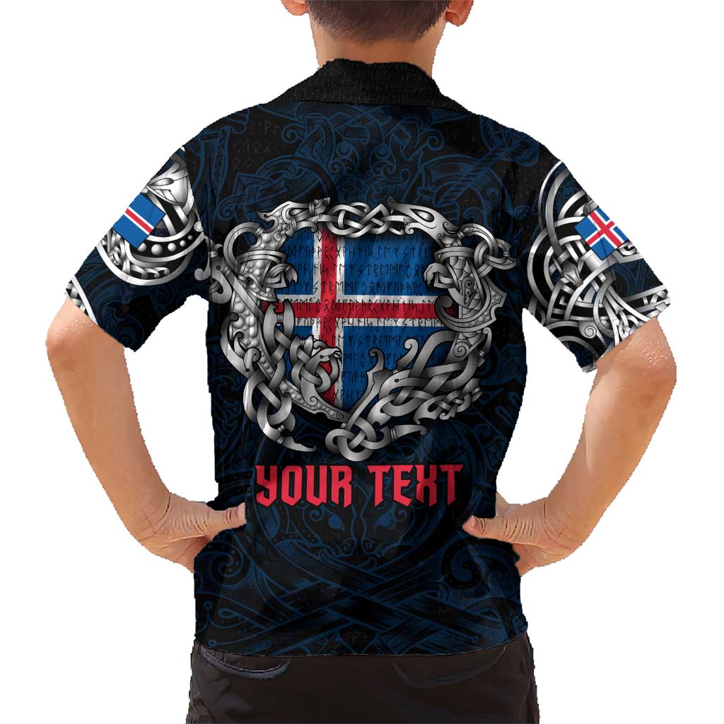 Personalized Iceland Viking Blood Family Matching Short Sleeve Bodycon Dress and Hawaiian Shirt Nordic Runes and Shield of Ancestry in Tribal Knotwork