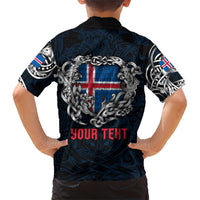 Personalized Iceland Viking Blood Family Matching Short Sleeve Bodycon Dress and Hawaiian Shirt Nordic Runes and Shield of Ancestry in Tribal Knotwork