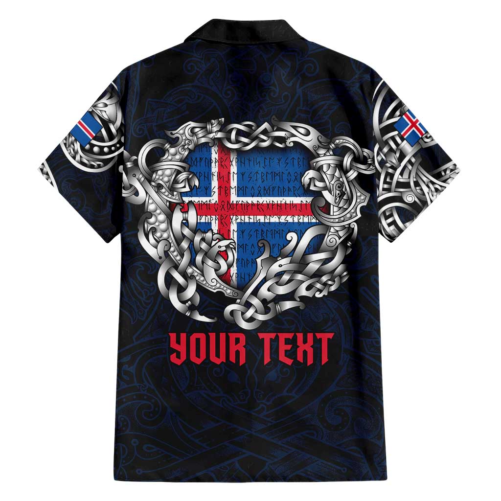 Personalized Iceland Viking Blood Family Matching Short Sleeve Bodycon Dress and Hawaiian Shirt Nordic Runes and Shield of Ancestry in Tribal Knotwork