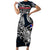 Personalized Iceland Viking Blood Family Matching Short Sleeve Bodycon Dress and Hawaiian Shirt Nordic Runes and Shield of Ancestry in Tribal Knotwork