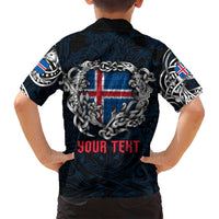 Personalized Iceland Viking Blood Family Matching Summer Maxi Dress and Hawaiian Shirt Nordic Runes and Shield of Ancestry in Tribal Knotwork