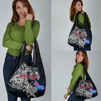 Iceland Viking Blood Grocery Bag Nordic Runes and Shield of Ancestry in Tribal Knotwork