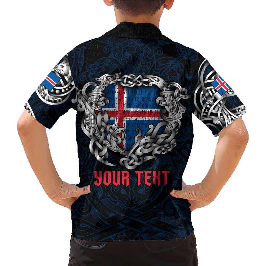 Personalized Iceland Viking Blood Hawaiian Shirt Nordic Runes and Shield of Ancestry in Tribal Knotwork