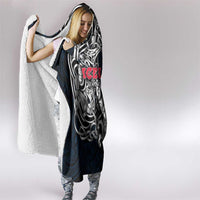Iceland Viking Blood Hooded Blanket Nordic Runes and Shield of Ancestry in Tribal Knotwork