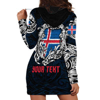 Personalized Iceland Viking Blood Hoodie Dress Nordic Runes and Shield of Ancestry in Tribal Knotwork