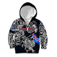Personalized Iceland Viking Blood Kid Hoodie Nordic Runes and Shield of Ancestry in Tribal Knotwork
