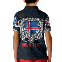 Personalized Iceland Viking Blood Kid Polo Shirt Nordic Runes and Shield of Ancestry in Tribal Knotwork