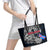 Iceland Viking Blood Leather Tote Bag Nordic Runes and Shield of Ancestry in Tribal Knotwork