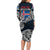 Personalized Iceland Viking Blood Long Sleeve Bodycon Dress Nordic Runes and Shield of Ancestry in Tribal Knotwork