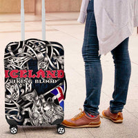 Iceland Viking Blood Luggage Cover Nordic Runes and Shield of Ancestry in Tribal Knotwork
