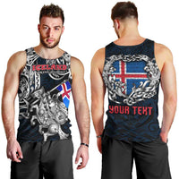 Personalized Iceland Viking Blood Men Tank Top Nordic Runes and Shield of Ancestry in Tribal Knotwork