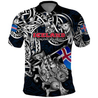 Personalized Iceland Viking Blood Polo Shirt Nordic Runes and Shield of Ancestry in Tribal Knotwork