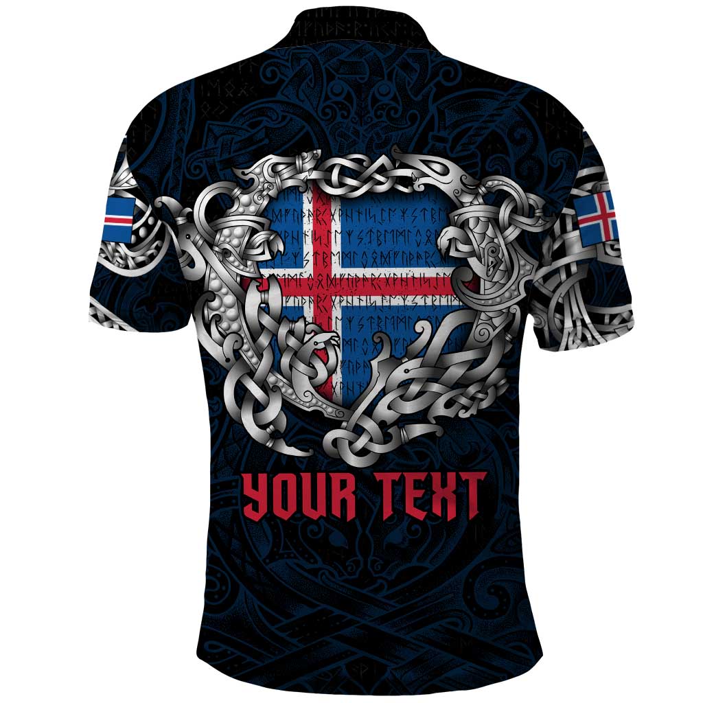 Personalized Iceland Viking Blood Polo Shirt Nordic Runes and Shield of Ancestry in Tribal Knotwork