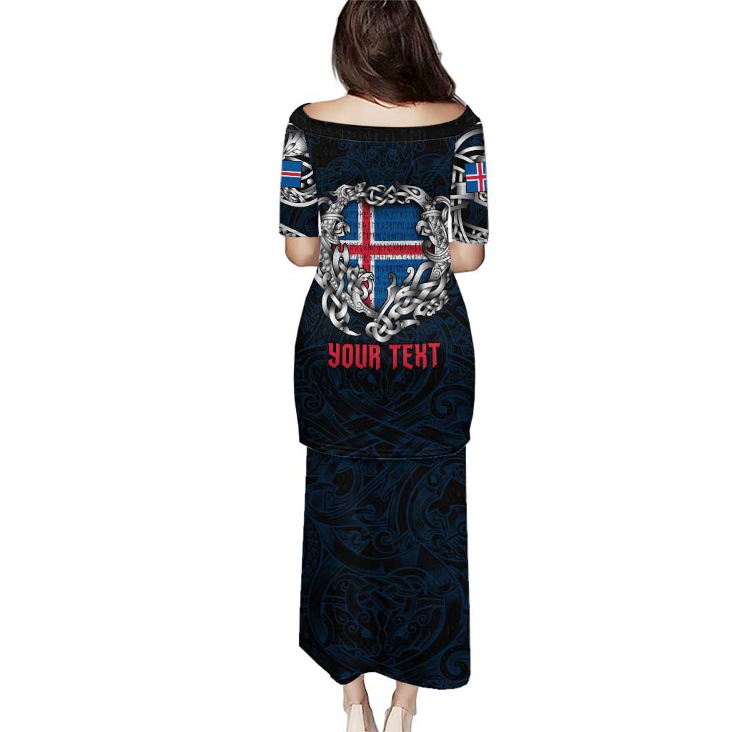 Personalized Iceland Viking Blood Puletasi Nordic Runes and Shield of Ancestry in Tribal Knotwork