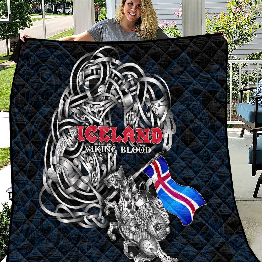 Iceland Viking Blood Quilt Nordic Runes and Shield of Ancestry in Tribal Knotwork