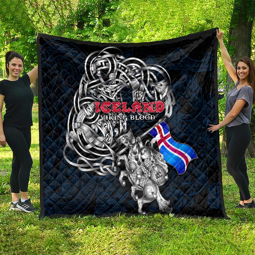 Iceland Viking Blood Quilt Nordic Runes and Shield of Ancestry in Tribal Knotwork