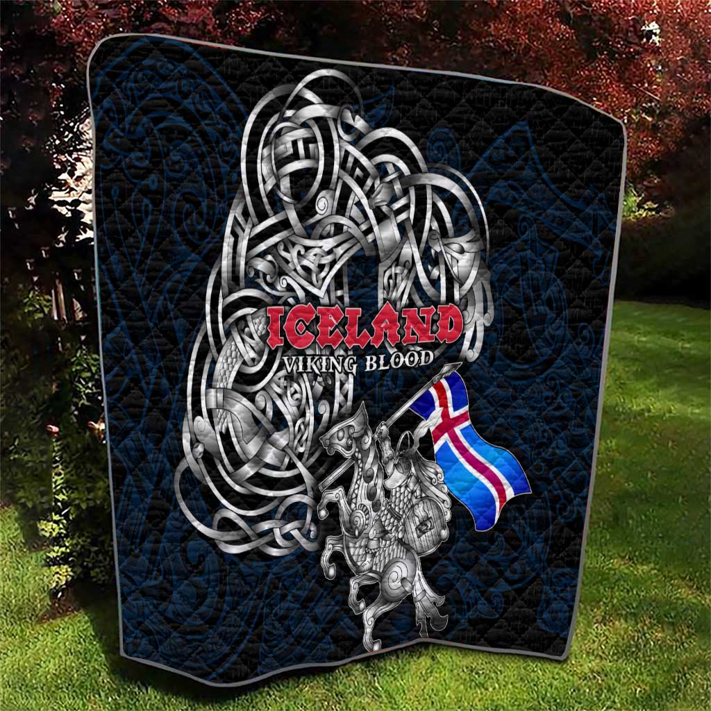 Iceland Viking Blood Quilt Nordic Runes and Shield of Ancestry in Tribal Knotwork