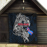 Iceland Viking Blood Quilt Nordic Runes and Shield of Ancestry in Tribal Knotwork