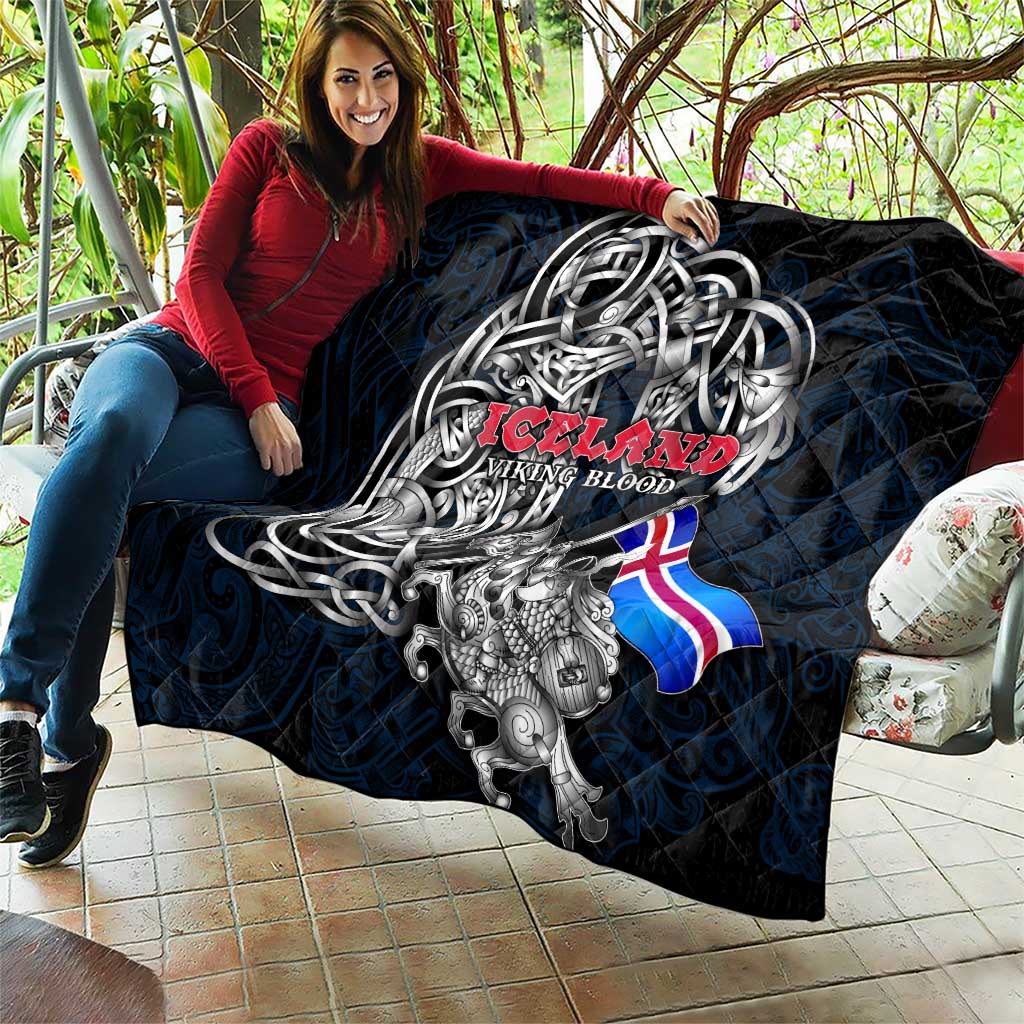 Iceland Viking Blood Quilt Nordic Runes and Shield of Ancestry in Tribal Knotwork